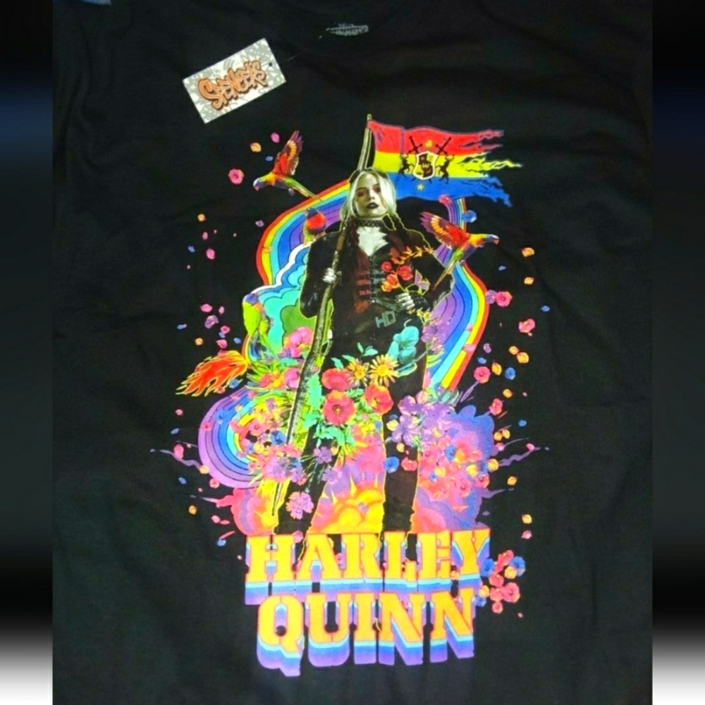 DC Suicide Squad Harley Quinn Mens Large Tee Shirt Spencer's Brand New Rainbow